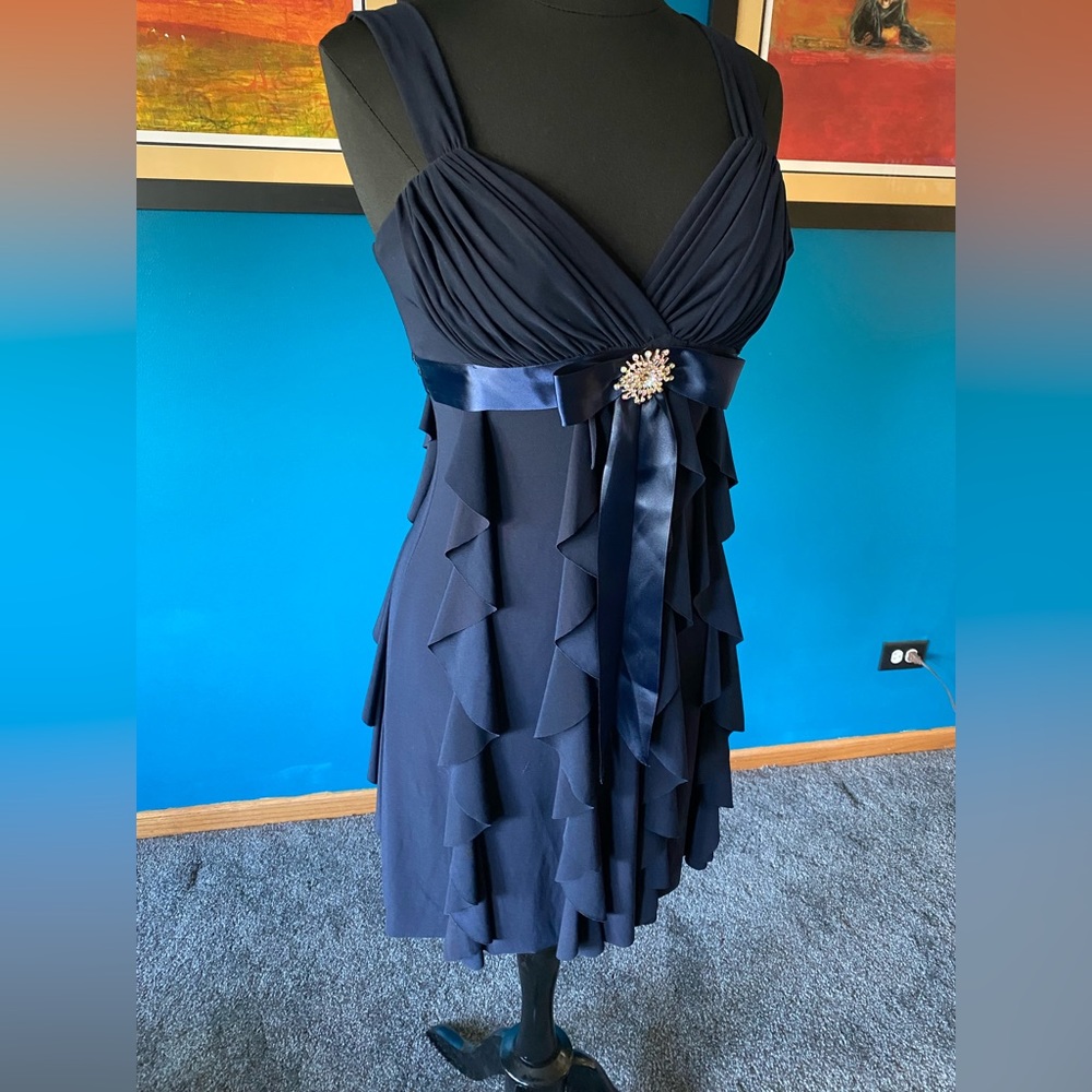 Semi-formal Navy Ruffle Dress